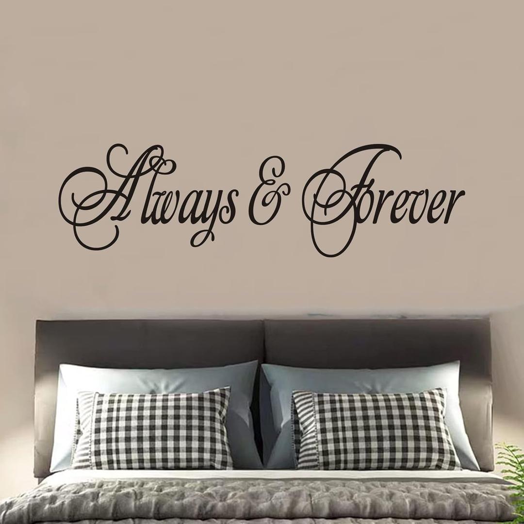 SEATUNE Bedroom Wall Decals - Couple Romantic Love Quotes Bathroom Wall Stickers - Motivational Positive Home Vinyl Art Wall Decor - Always & Forever 35"X9.8" (Large)