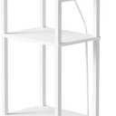 Tall End Table with Charging Station and USB Ports, 3 Tier Narrow Tall Bedside Table with Storage, Slim Nightstand with Outlets for Bedroom, Living Room, Nursery, Office, White