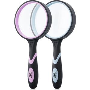 Mr. Pen- Magnifying Glass, 2 Pack, 10X Magnifier, 75mm Glass Lens, Magnifier for Reading, Magnifying Glasses for Close Work (Pastel)