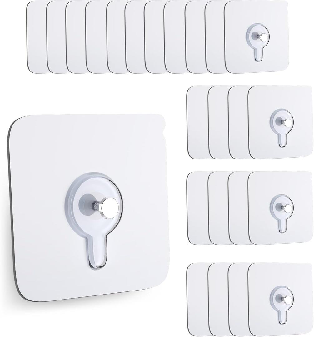 Wall Hooks, Picture Hangers Without Nails, Adhesive Wall Hooks, Waterproof and Rustproof to use Inside Kitchen, Bathroom, Home and Office (A)