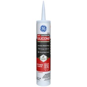 GE Supreme Silicone Caulk for Kitchen & Bathroom, Clear, 10 fl oz Cartridge, 1 Pack - 100% Waterproof Silicone Sealant, 7X Stronger Adhesion, Shrink & Crack Proof