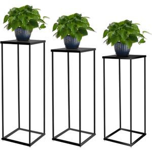 VINCIGANT 3PCS Metal Plant Stand Sets Metal Flower Stands,Black Pedestal Stands for Party Living Room Patio Decoration Tall Centerpiece Stands Planter Supporting Garden Home Decor