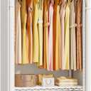 ULIFHOME H5C Clothes Rack with Cover, Portable Closet for Hanging Clothes, Covered Clothing Racks Heavy Duty, Garment Racks with Shelves, Max Load 360LBS, White Closet Rack with White Cover
