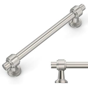 Amerdeco 10 Pack Brushed Satin Nickel Cabinet Pulls 5 Inch(128mm) Hole Center Drawer Pulls Cabinet Hardware Kitchen Cabinet Handles for Bathroom Dresser Pulls ZH0069
