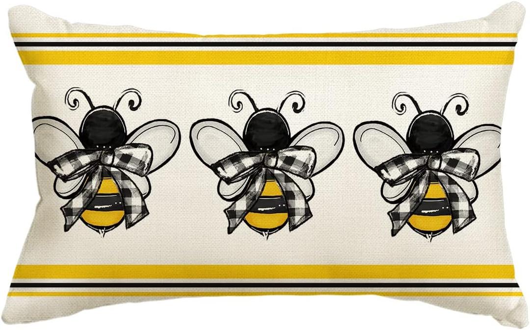 Summer Bees Throw Pillow Covers 12.5x19.5 Inch