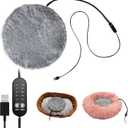 2-in-1 Round Pet Heating Pad Large 14"x14" with Washable Cover - Heated Bed Warmer Insert & Standalone Mat for Large Cats Medium Dogs - USB Powered 5 Temps Timer Auto Shut-Off - Indoor Outdoor