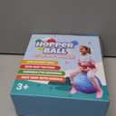 Bedwina Hopper Ball with Handle for Kids 22-inch (55cm) Bouncy Balls for Kids, Jumping Kangaroo Hippity Hop, Hopping Sit and Spin with Handle with Hand Pump, Marble Blue & White