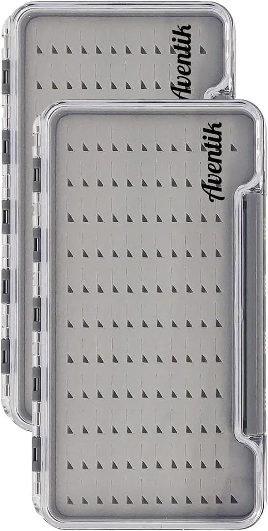 Aventik Waterproof Fly box,Waterproof Floating Fishing Lure Box (Large, Grip Foam Fly Box)
