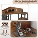 VENNQD Corner Desk with 6 Fabric Drawers Shelves for Small Space Computer Desk with Power Outlets,Gaming Desk with Printer Monitor Stand Storage for Home Office Workstation Writing Table Brown