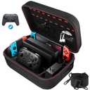 COOWPS Switch Case for Nintendo Switch and Switch OLED Model, Portable Full Protection Carrying Travel Bag with 18 Game Cards Storage for Switch Console Pro Controller Accessories Black, 11.4 X 4.6 X 8.2 Inches