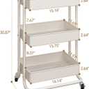 MIOCASA 3-Tier Metal Utility Rolling Cart, Heavy Duty Multifunction Cart with Lockable Casters, Easy to Assemble, Suitable for Office, Bathroom, Kitchen, Garden
