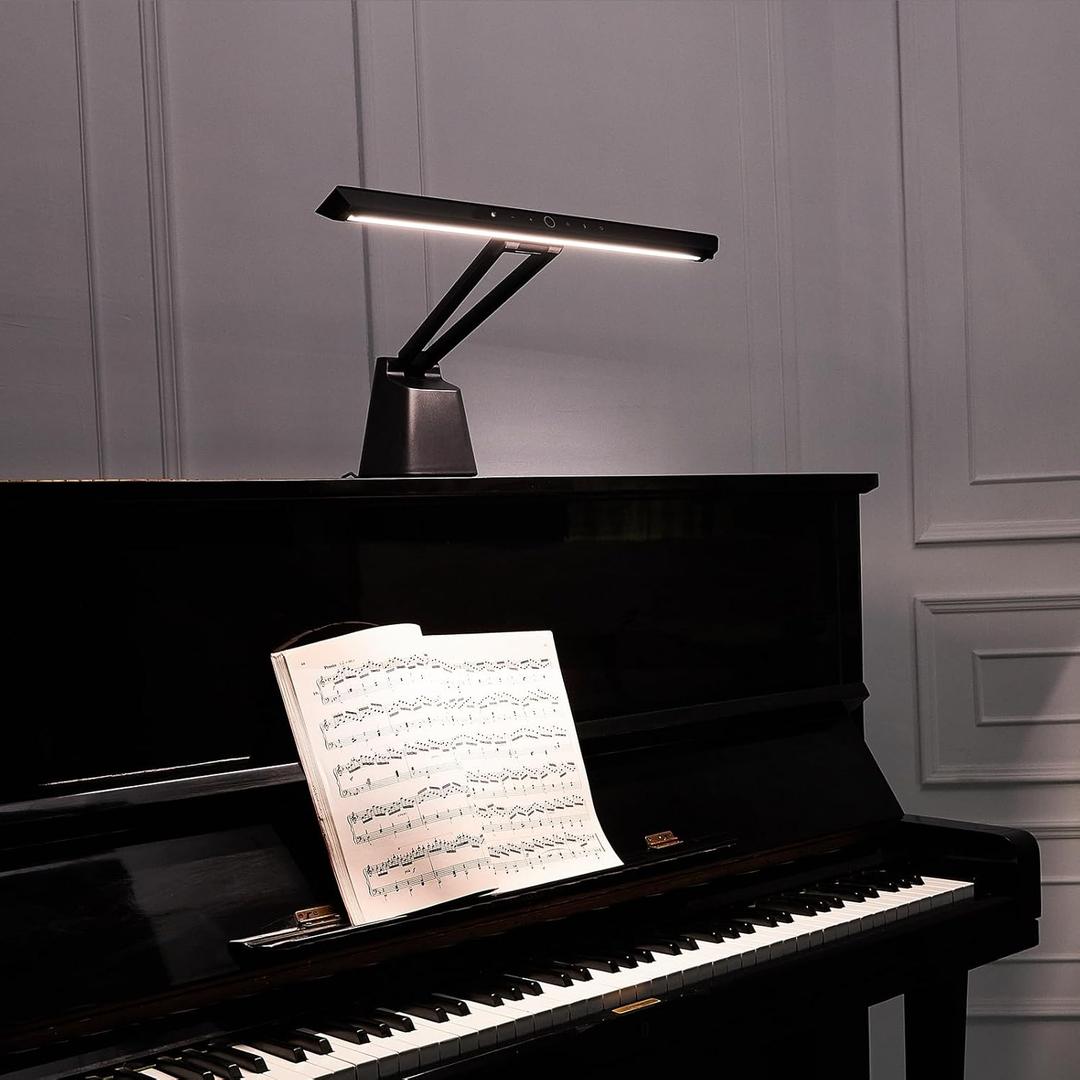 Professional LED Piano Lights for Upright Piano - Piano Lamps with Ambient Light, Favorite Mode, Eye-Care, 5 Levels Color Temperatures, 5 Levels Dimming, Steady Base, Black(Updated Version)