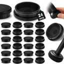 Threehoney 24 Pack 1-1/4" Wrought Iron Chair Leg Caps Heavy Duty Nylon Furniture Pads Round Chair Legs Feet Glides Floor Protectors for Outdoor Metal Chairs, Garden Patio Furniture, Table Feet