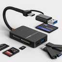 SD Card Reader, 6-in-1 USB C USB 3.0 Memory Card Reader for Digital Camera SD TF MS CF Card Viewer with 5Gbps USB-A/C Data Ports Compatible for iPhone 17/16/15,MacBook,iPad, Android, Samsung, PC,iMac