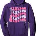 Girl Retro TAYLOR First Name Personalized Groovy Birthday Pullover Hoodie M