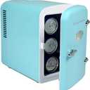 Frigidaire Retro Mini Personal Fridge Cooler, Holds up to 9 Cans, Portable for Car, Office, Bedroom, Dorm Room, or Cabin, Includes 110V AC and 12V DC cords - 11.8"D x 7.1"W x 10.1"H, Blue