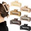 6 PCS Rectangle Hair Clips for Women and girls, 4.1 Inch Extra Large Claw Clips for Thick Thin Hair, Strong Hold Non Slip Big Square Banana Jaw Clips Hair Accessories, Neutral Color