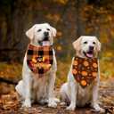 5 x Thanksgiving Dog Bandana, Pumpkin Turkey Dog Thanksgiving Scarf Buffalo Plaid Printing Adjustable Bandana for Small Medium Large Dogs