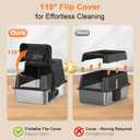 URPOWER Stainless Steel Cat Litter Box with Flip-Top Lid Extra Large Enclosed Litter Box Non-Sticky Metal Pan with High Sided & Scoop, Odor Free, Front & Top Entry, Anti-Leakage, Easy Cleaning