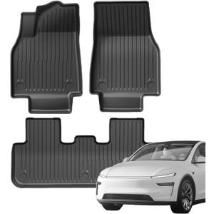3PCS All Weather TPE Floor Mats for Tesla Model Y Juniper 2025 2026 Front and Rear Waterproof Non-Slip Foot Protector Mats for Model Y Juniper Interior Accessories