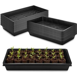 10 Pack 1020 Trays and 10 Pack 1020 Mesh Bootom Trays, 20'' x 10'', Heavy Duty Propagation Flats for Microgreens, Seed Starting, Soil Blocks, Hydroponics & Wheatgrass (10 Sets)