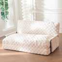 YOSHOOT Adjustable Lazy Floor Sofa, 5-Position Foldable Sleeper Chair with Armrest for Reading, Gaming - Convertible Bean Bag Sofa Bed Couch (Full, Fur Beige)