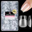 UNA GELLA Extra Short Coffin Nails Tips: 504pcs Pre-etched XS Short Nails, 12 Sizes Clear Coffin Press on Nails Full Cover Gel Tips Acrylic False Fake Nails Extension DIY Salon