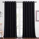 NICETOWN Black Blackout Living Room Curtain 102 inches Long, Grommet Thermal Insulated Cold/Light/Sound Blocking Window Drape for Bedroom/French Door (W66 x L102, 1 Panel)