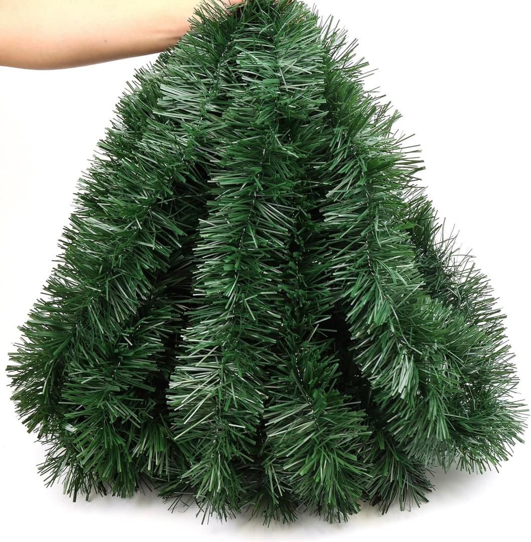 50 Feet Christmas Garland Greenery Christmas Decor, Artificial Pine Garlands Xmas Decorations for Stairs Mantle Fireplace Home Party Holiday Soft Green Garland Christmas Decoration Indoor Outdoor