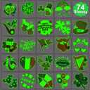 4 x Glow in The Dark St Patrick's Day Temporary Tattoos for Kids - 74 Individually Sheets Luminous St. Patrick's Day Tattoos for Boys Girls Party Favors Goodie Bag Fillers