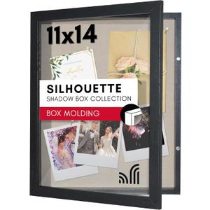 Americanflat Front Opening 11x14 Shadow Box Frame with Shatter-Resistant Glass - Silhouette Collection - Shadow Box Display Case for Tabletop and Wall Display - Black