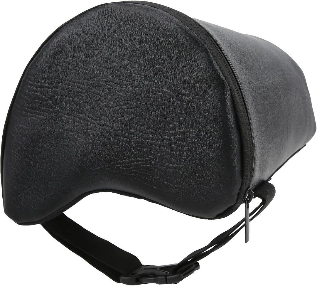 Guitar Leg Support, Contoured Memory Foam Guitar Cushion with Elastic Strap for Acoustic Classical Electric Guitars and Ukuleles, Portable Soft Leg Pad with Leather Cover