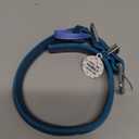 BRONZEDOG Rolled Leather Dog Collar for Small Medium Large Dogs with QR ID Tag (S: 12-14 Inch, Ocean Blue)