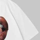 Women's Lip Graphic Oversized Tee Crew Neck Short Sleeve Drop Shoulder Hip Hop Shirts Streetwear (White, M)