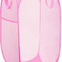 Portable Mesh Pop Up Laundry Hamper Pink Vertical Collapsible Laundry Basket With Strong Handles for Easy Storage, Suitable for Bedroom, College Dorms, Travel, RV