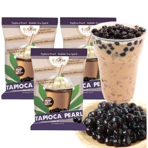 Fusion Select Tapioca Pearl - Brown Sugar Flavor Quick Cook Tapioca, DIY Boba for Boba Tea Ready in 5 Minutes, Boba pearls, Bubble Tea Pearl s, Milk Tea Toppings (3 Packs) (EXP 07/01/26)