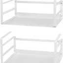 Nxconsu 2Pack Under Shelf Storage Basket Organizer Hanging Holder for Cabinet Pantry Kitchen Cupboard Desk Counter Bookshelf Organization Add-on Space Saver Heavy Duty Slide-in White Small (8.9"D x 11.02"W x 5.75"H)