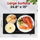 OLIXIS Electric Warming Tray 25" x 15", Full Glass-Top Food Warmer with Adjustable Temperature Control, Food Warming Mat for Buffet, Sabbath, Holiday Parties and Daily Dining, Black
