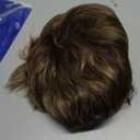 TISHINING Pixie Cut Brown Short Hair Wigs for White Women with Bangs Brown Mixed Blonde Highlights Layered Natural Looking Synthetic Hair Replacement Wigs for Daily Party Use, Color: Mixed Brown Wavy