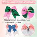 4Pcs Cute Hair Clips Pink Green Bow Blue Pink Blue Polka dot Bow for Women Princess Witch Hair Accessories for Halloween Christmas Gifts