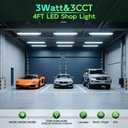 Hlite 4FT LED Shop Lights with Power Cord 5500LM,3 Power Level&3CCT,2 Pack | Linkable Utility Shop Light 4000K/5000K/6500K Tunable,5W/34W/42W Switchable,Shop Lights for Garage,Workshop,Warehouse