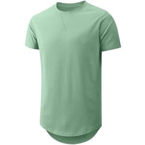 Mens Hipster Hip Hop Longline T Shirts Fashion Lightweight Crewneck Cotton T-Shirt Short Sleeve Premium Tee Shirts Tops(Light Green,l) L