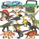 OENUX Dinosaur Toys for Kids 3-5, Realistic Jurassic Dinosaur Figures Playset w/ Educational Booklet, Toddler Plastic Dinasour Including T-Rex, Triceratops, Dino Learning Toy for Boy Girl Age 4-7