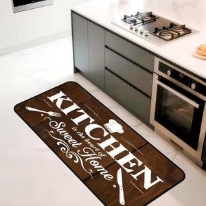 Farmhouse Kitchen Mats for Floor,Cushioned Anti Fatigue Rugs for Kitchen,48"x20" Laundry Rug for Laundry Room-Wood Texture with Wording (001)