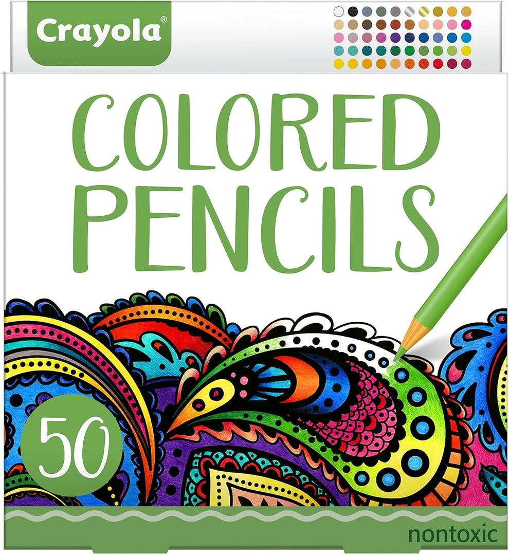 Crayola Colored Pencils For Adults (50ct), Colored Pencil Set for Adult Coloring Books, Coloring Set, Gift for Teens & Adults 