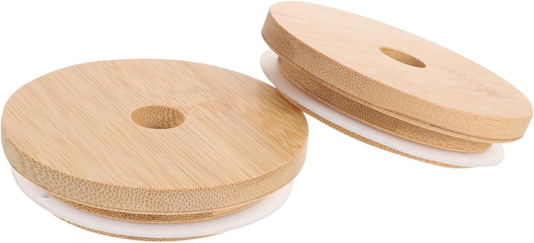 1 Set 2pcs Jar Wooden Lid Bottle Cover Bamboo Bottle Cover Lids for Jar s (Khaki) 1 Set 2pcs Jar Wooden Lid Bottle Cover Bamboo Bottle Cover Lids for Jar s (Khaki)