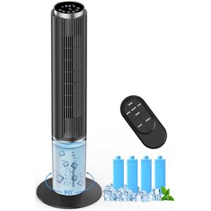 COOLECH 42 INCH Portable Air Conditioners w/LED Touch Screen, 4 Mode&3 Speed,1-Gal Tank for 15H Cooling Evaporative Air Cooler,12H Timer, No Hose No Window Needed, 90° Oscillating AC Unit for Bedroom