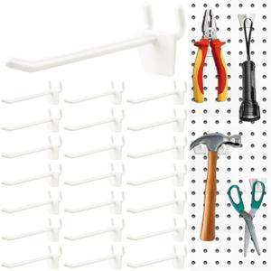 Supkiir 100Pcs Plastic Pegboard Hooks 4" Yellowish, Peg Board Shelving Hooks Suitable for 1/4 and 1/8 Pegboard, Pegboard Accessories for Kitchen Room Garage Office Tools Crafts Store Display