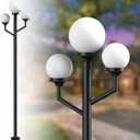 79'' Outdoor Lamp Post Light with 3 Lights(3Pcs 10W LED Bulbs Included) Waterproof Street Light Pole Lamp for Outside Black Outdoor Post Light for Garden/Yard/Patio-Black
