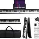 MARVTOWN Portable Folding Piano Keyboard, 88 Semi-Weighted Full Size Keys, Foldable Digital Piano, Electronic Keyboard Piano w/ MIDI Bluetooth&two speakers, Rechargeable Electric Keyboard Beginner